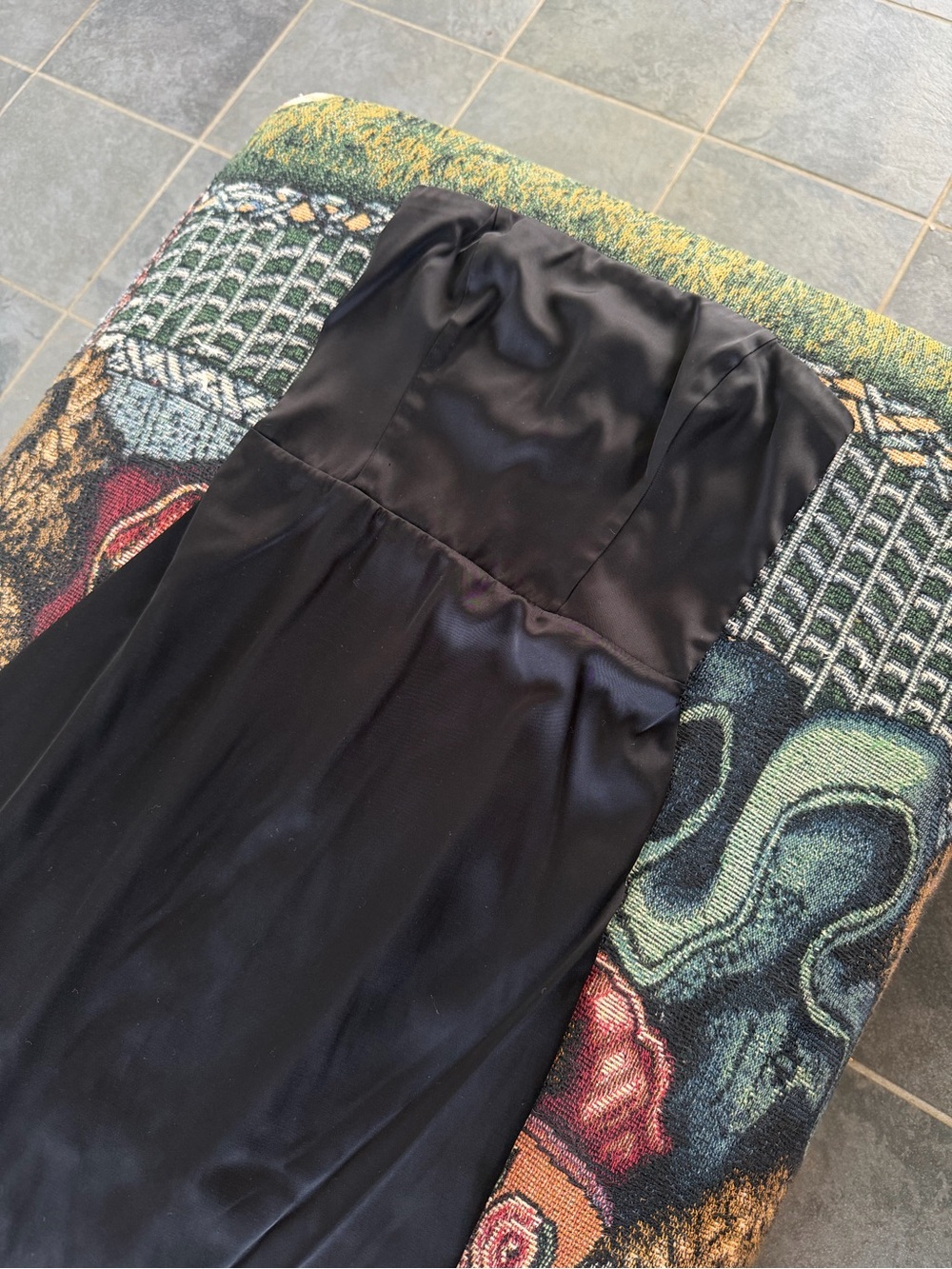 Black Strapless Satin Maxi Dress - Elegant Evening Dress - Picture 2 of 9